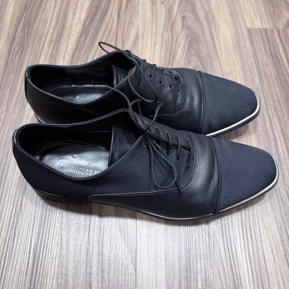 Nicholas Kirkwood Italian Mixed-Media Derby Shoes Black 41.5 - Picture 4 of 9